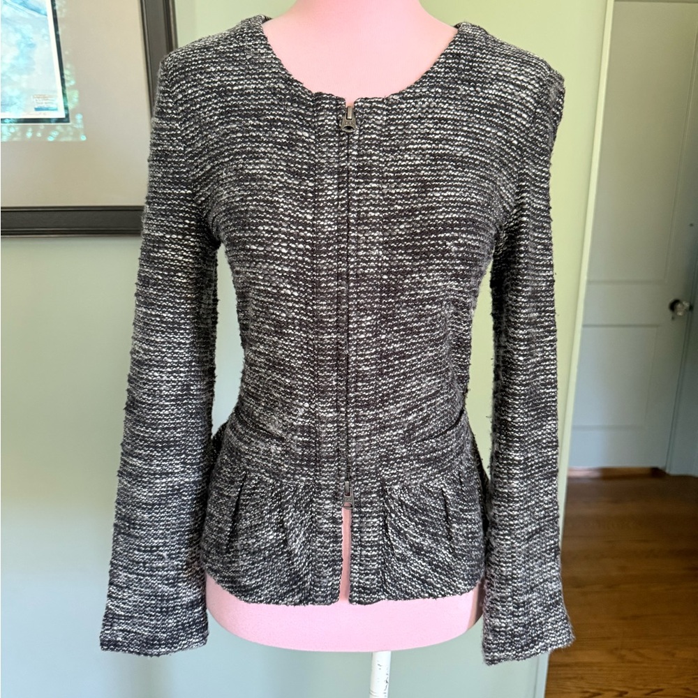 J Crew Zippered Jacket Peplum Blazer Cardigan XS